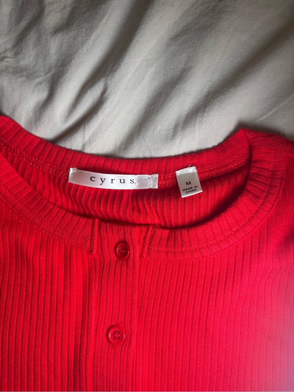 Cyrus Red Ribbed Button-Front Cardigan - Picture 2 of 3